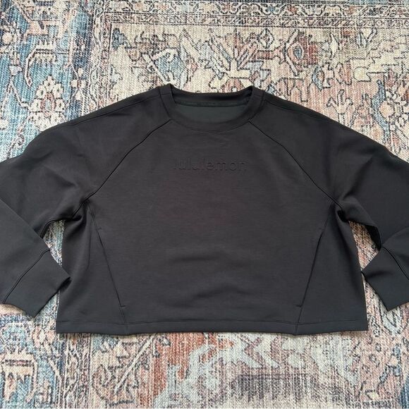 Lululemon Smooth Spacer Cropped Pullover Graphic Black Size 14 - Picture 9 of 15
